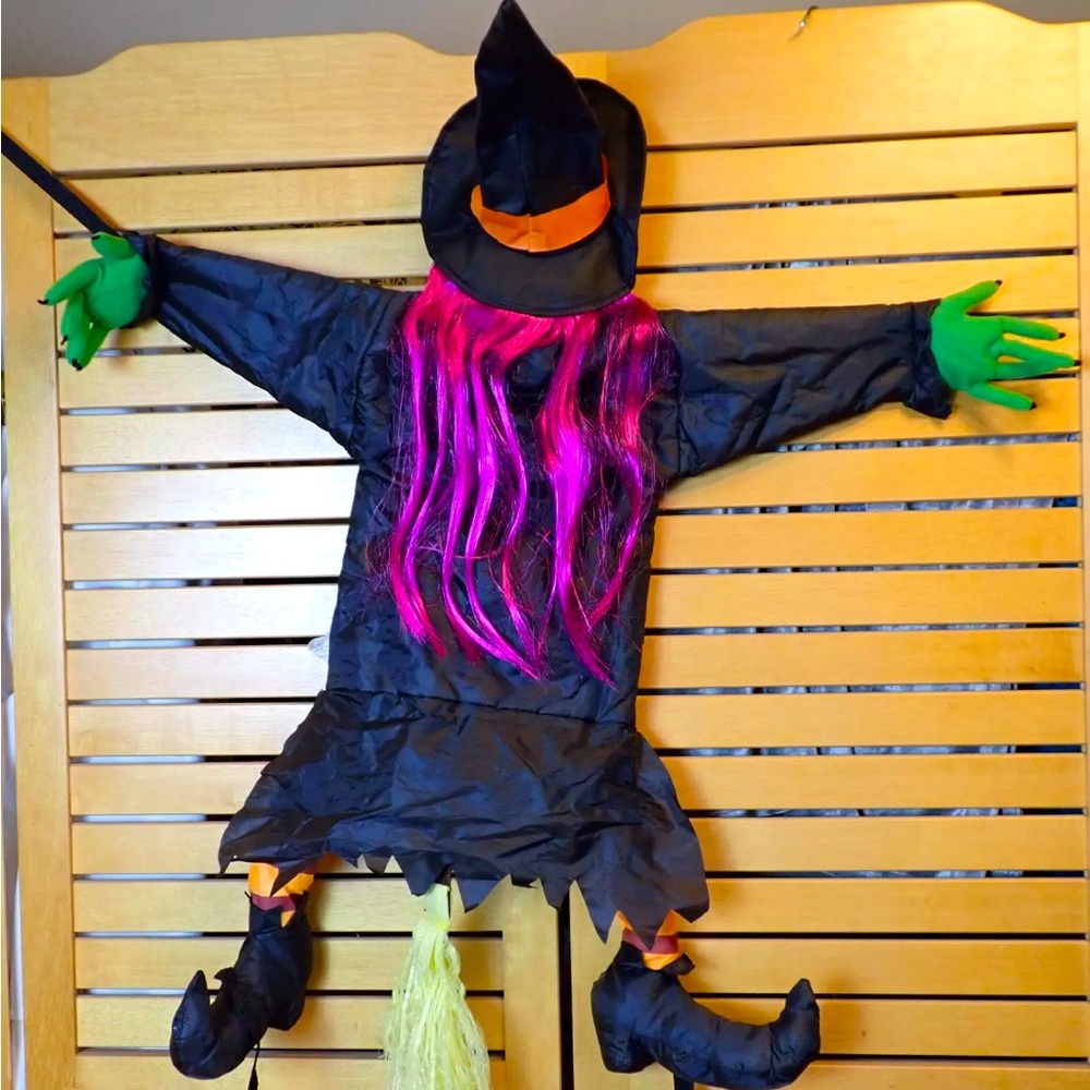 Crashing Witch Funny Halloween Window Tree Yard Door Decoration